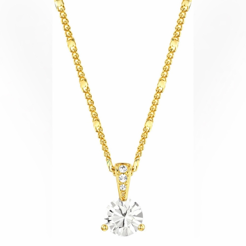 Authentic Swarovski Attract Solitaire Gold Necklace With Opaque Pendant